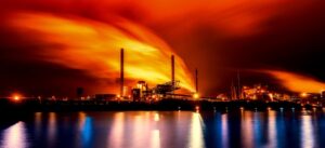 panorama, industry, industrial, complex, night, night sky, evening, sunset, beautiful, sea, ocean, nature, bay, harbor, water, reflections, smokestacks, sky, clouds, colorful, industrial, industrial, industrial, industrial, industrial, smokestacks, smokestacks